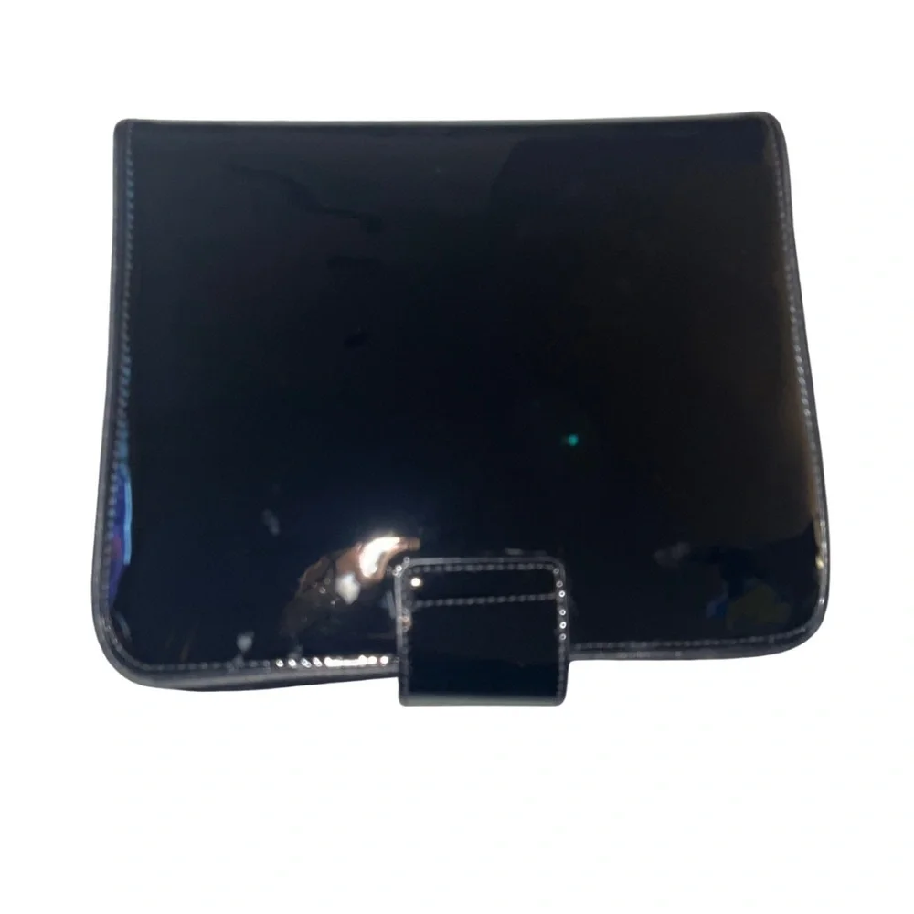 MARC JACOBS Black Patent Leather Pouch Case Makeup Cosmetics Bag